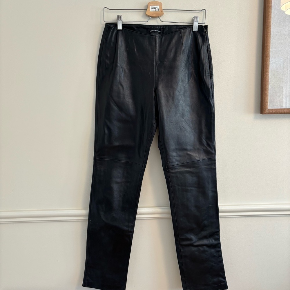 Moda International Black Leather Pants